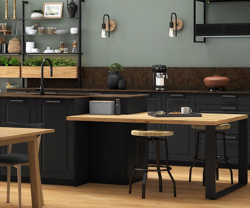 Cuisine Stylt ilot central noir